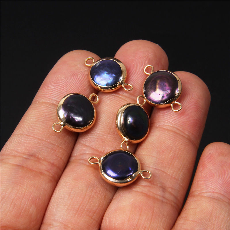 الصورة المصغرة: Natural Freshwater Pearl Pendant Irregular Shape Double Hole Connector Charms 