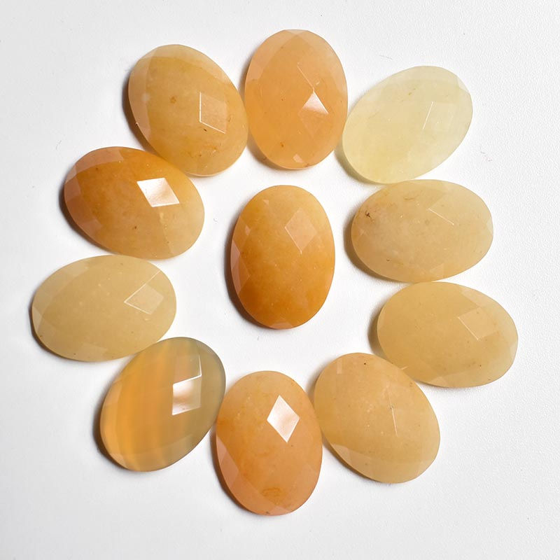Miniaturbild: Wholesale 30pcs natural stone mixed oval CABOCHON faceted beads 13x18mm 