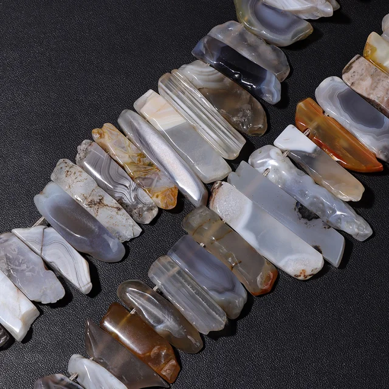 Miniaturbild: Natural Flat Point Gemstone Beads Irregular Amethysts Quartz Agat Stick Bead 15"