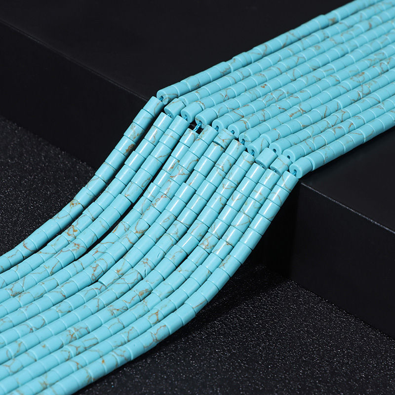 Miniaturbild: Natural Stone Bead 4x4mm Cylindrical Shape Turquoises Loose Beads For Jewelry  