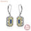 Thumbnail: Solid 925 Sterling Silver K Gold Dangle Drop Earrings for Women Sapphire White A
