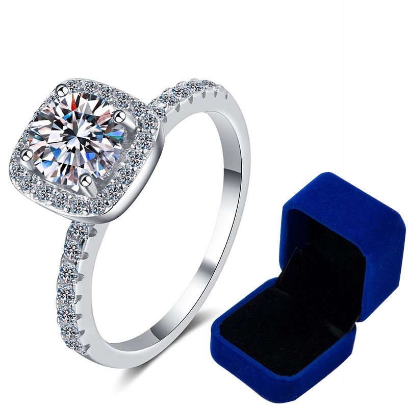 Miniaturbild: 0.5-2CT Sterling Silver Genuine Moissanite Ring for Women VVS Diamond Engagement