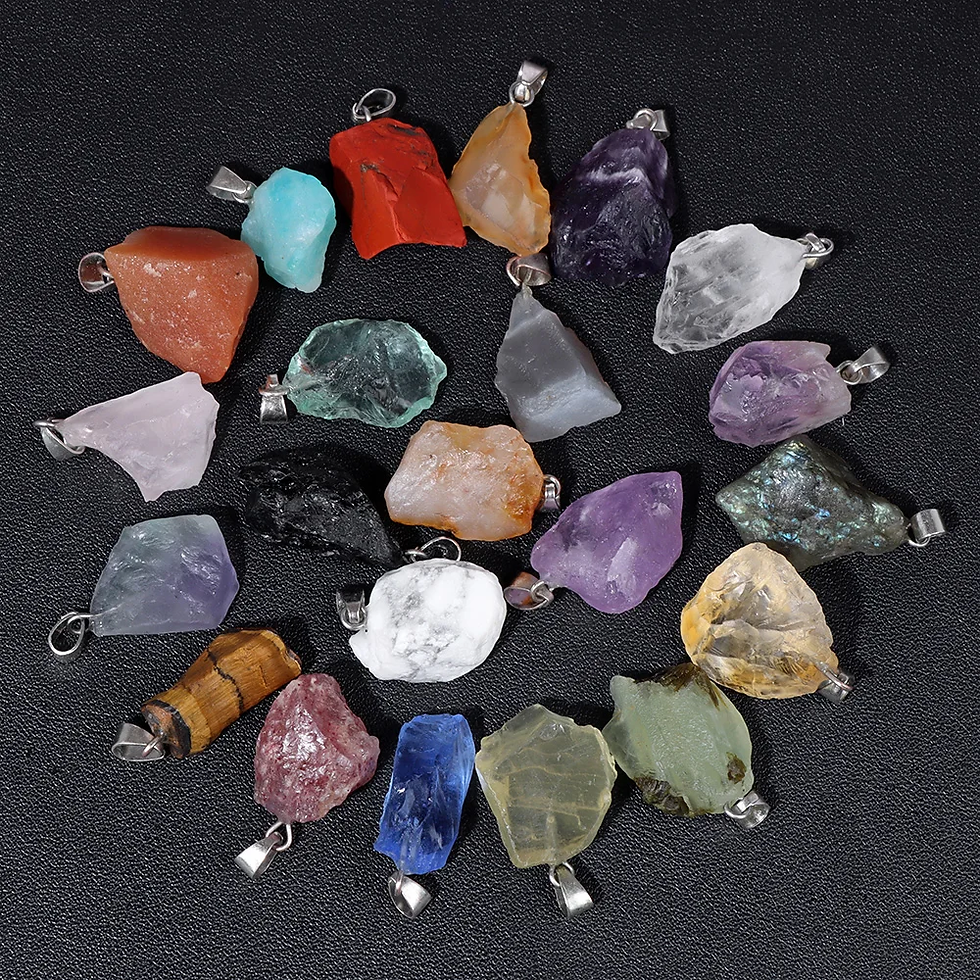 Thumbnail: 5Pcs/Lot Natural Stone Pendant Irregular Rough Quartz Crystal Energy Charms 