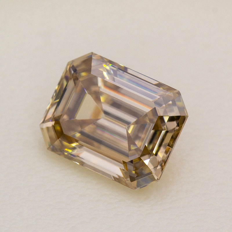Miniaturbild: Never Fade Champagne Color Moissanite Loose Stone Emerald Cut 3.0ct VVS1 Pass