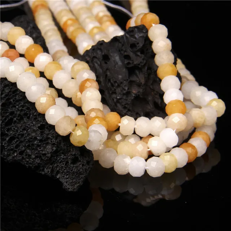 الصورة المصغرة: 4X6Mm Natural Faceted Gemstone Bead Jade Agate Rondelle Flat Loose Bead 40/80Pcs
