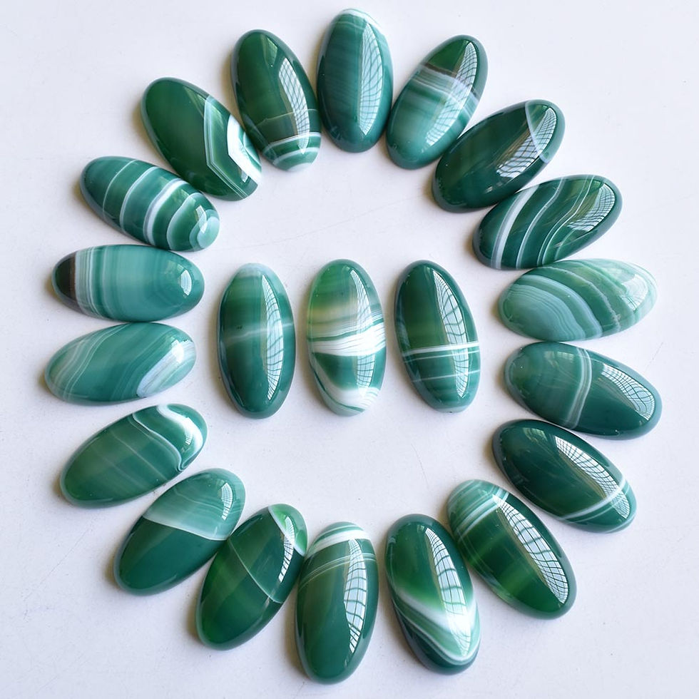 Miniatura: Wholesale 20pcs Natural stripe onyx mixed oval cabochon for jewelry 15x30mm 