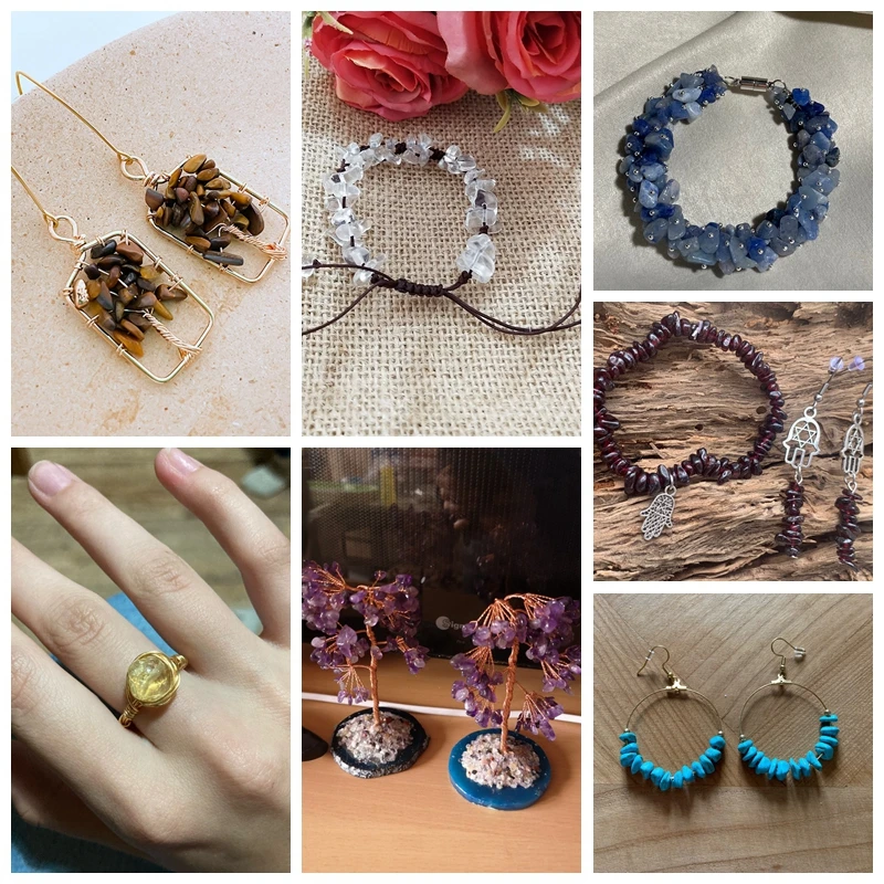 الصورة المصغرة: 5-8Mm Natural Blue Moonstone Beads White Cat Eye Crystals Opal Stone Chips Bead 