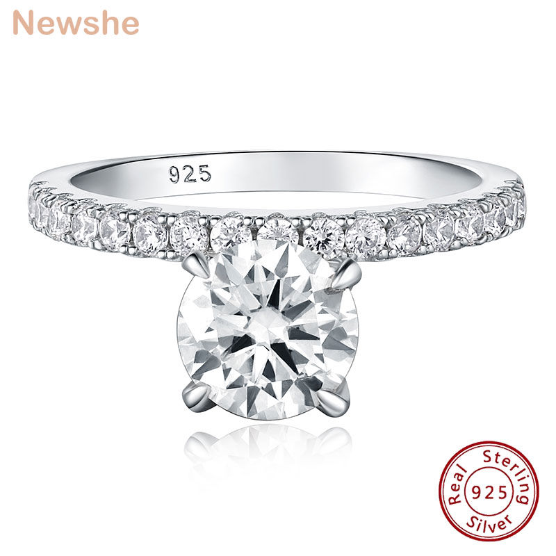 الصورة المصغرة: Brilliant Round Solitaire Moissanite Engagement Rings for Women 925 Sterling Sil