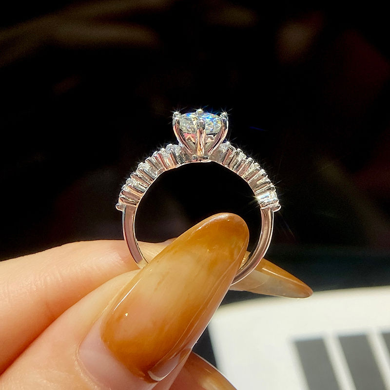 Thumbnail: 1CT Real Moissanite Diamond Wedding Gemstone Ring for Women Gift 925 Silver Ring