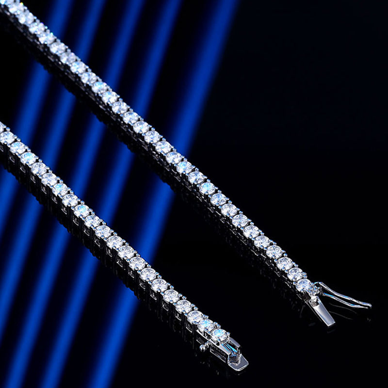 Miniatura: Sparkling Real Full Moissanite V Design Tennis Necklace for Women S925 Sterling 
