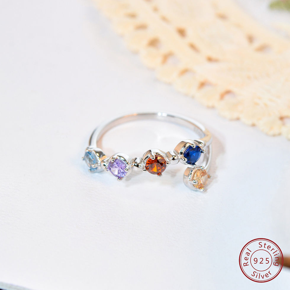 Miniature : 925 Sterling Silver Open Versatile Fashion Trendy High end Design Color Micro