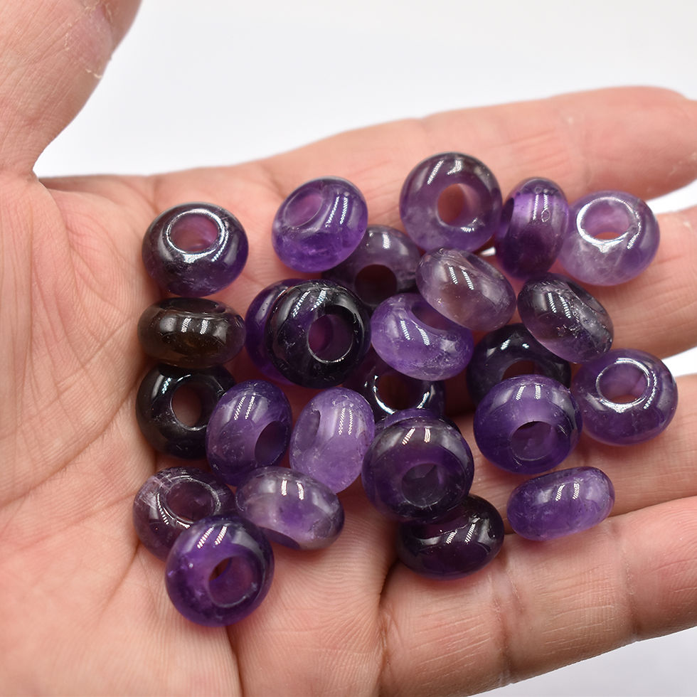 Miniaturbild: Natural amethysts stone round shape hole beads for bracelet 50pcs wholesale 