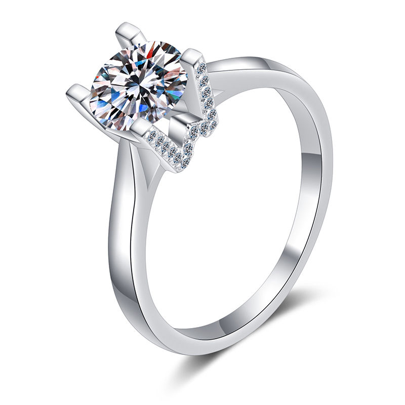 Miniature : 100% Real Moissanite Wedding Band WH Channel Setting Diamond Promise Rings Women