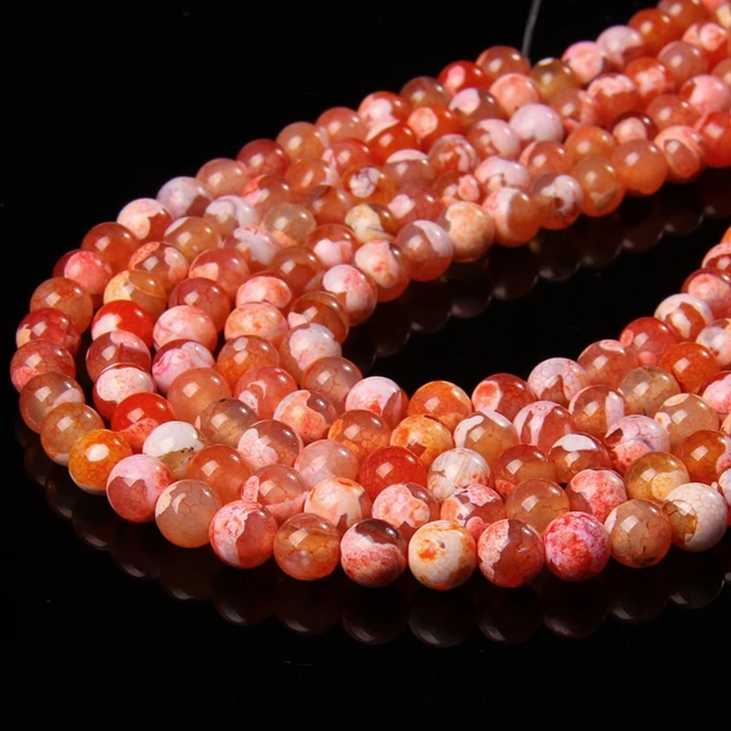 Miniaturbild: Natural Stone Fire Dragon Veins Agates Beads Round Loose Bead for Jewelry Making
