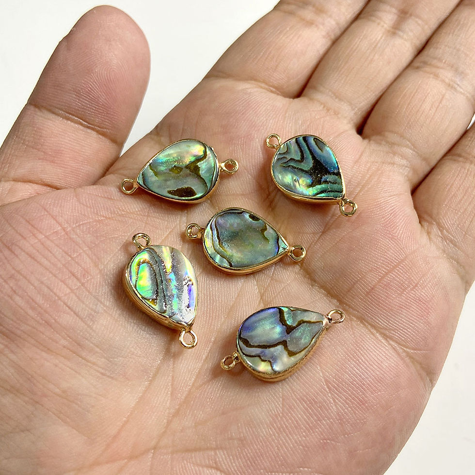 Miniaturbild: 2pcs/lot Natural Abalone Shell Pendant Geometry Shape Shells Connector Charms 