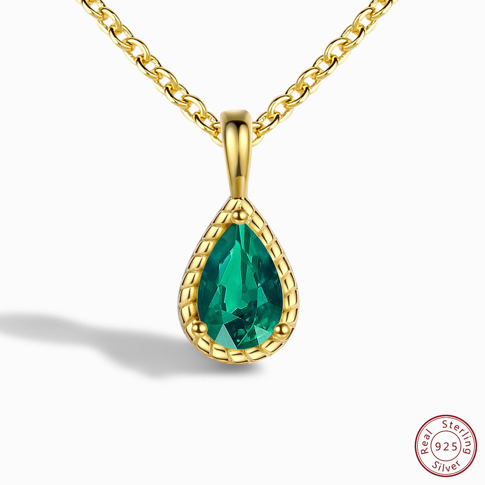 Thumbnail: 925 sterling silver fashionable trend water drop pendant necklace multi-color