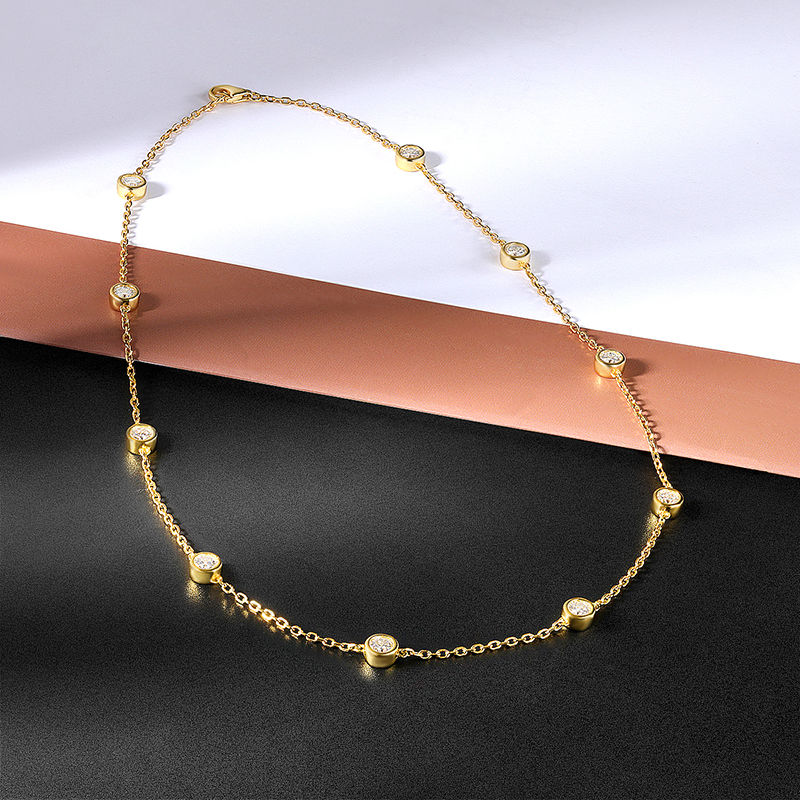 Miniatura: Bubble 3mm 2cttw D Color VVS1 Full Moissanite Tennis Necklace for Women S925 Sil