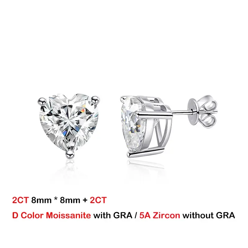 الصورة المصغرة: GRA Certified 1-4CT D Color VVS1 Heart Cut Moissanite Earrings For Women 925 Sil