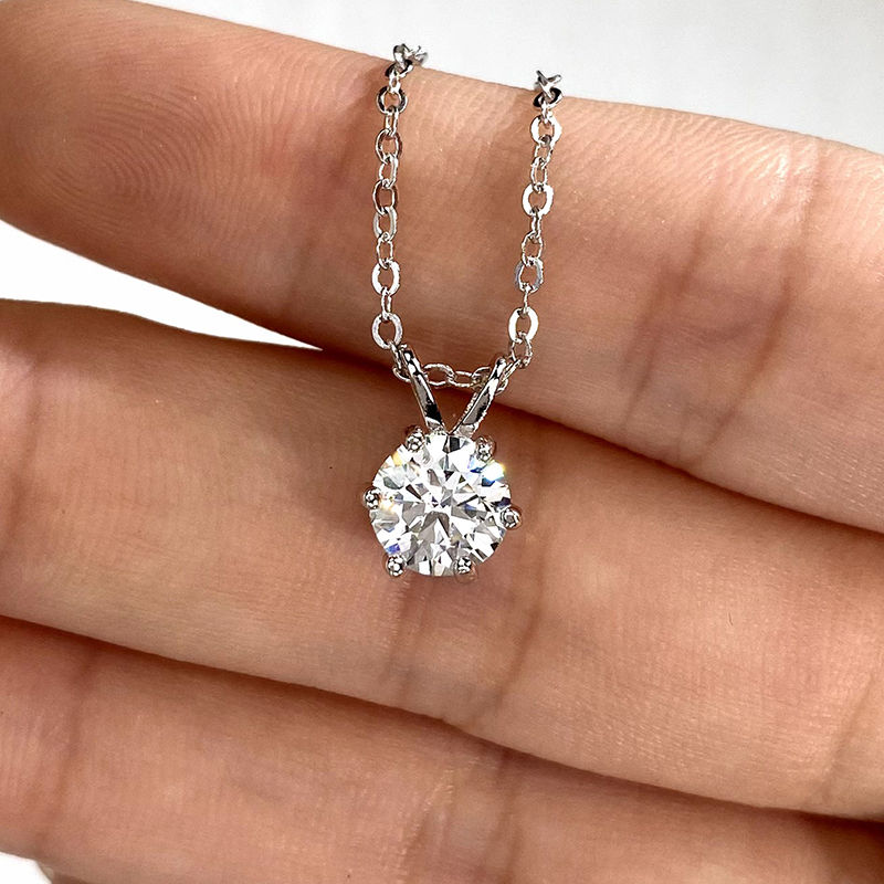Miniaturbild: Luxury Real Moissanite Diamond Pendant Necklace for Women Gift 925 Silver Ring
