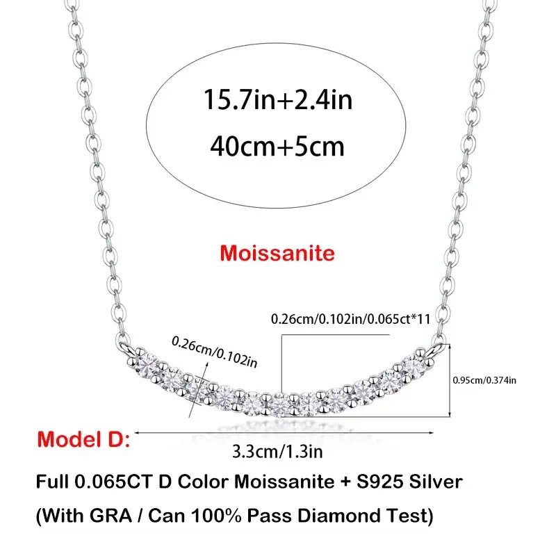 Thumbnail: Full 0.065CT D Color Moissanite Pendant Necklace for Women Lady S925 Silver All 
