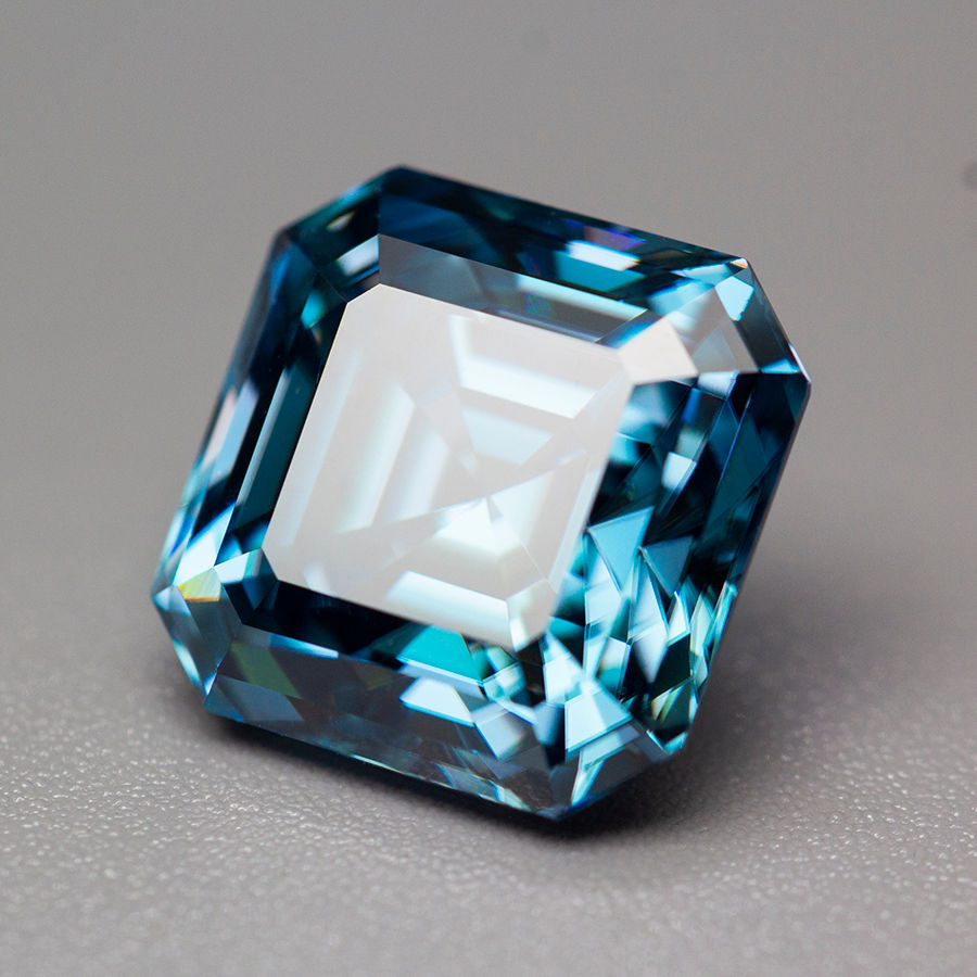 Miniaturbild: Top Sapphire Blue Moissanite Loose Stones Asscher Cut VVS1 Pass Diamond Test GRA