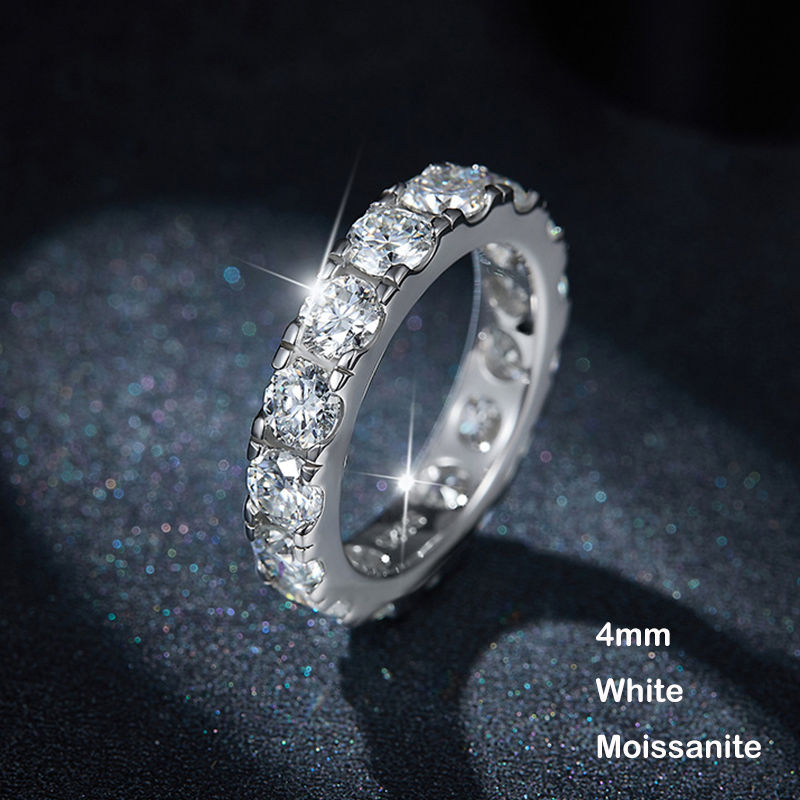 Miniature : Sparkling Full 3/4/5mm D Color Black Moissanite Full Eternity Diamond Ring For W