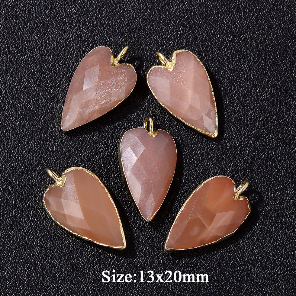 Miniatura: 2pcs Faceted Heart Gemstone Pendants – Amethyst, Rose Quartz, Labradorite
