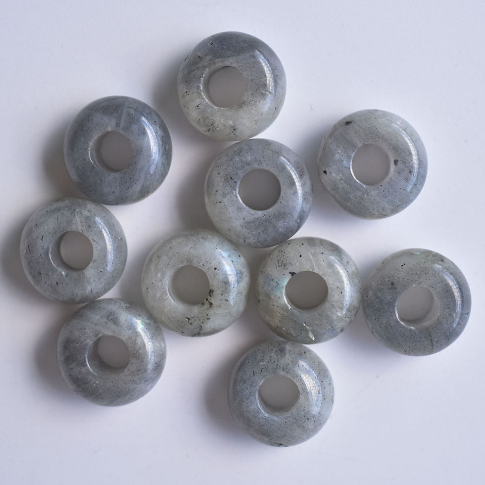 Thumbnail: Natural Shimmer Stone round shape big hole beads For bracelet 50pcs wholesale