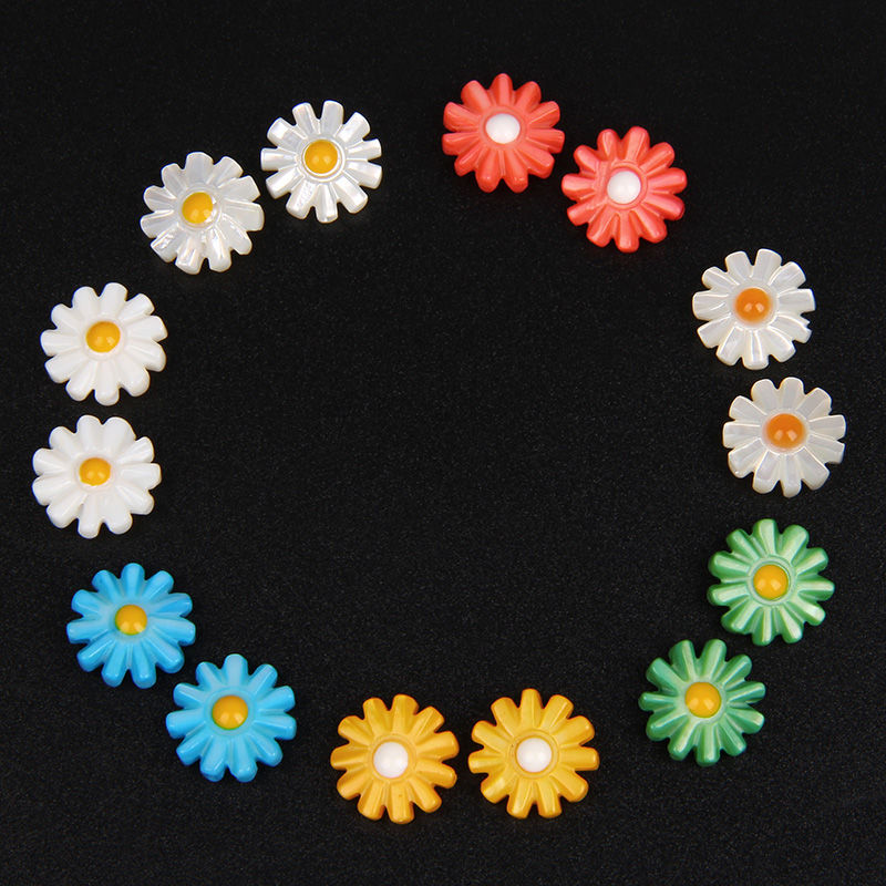 الصورة المصغرة: 2 5 10pcs/lot Natural Pearl Shell Sunflower Beads Daisy Mother of Pearl Bead 