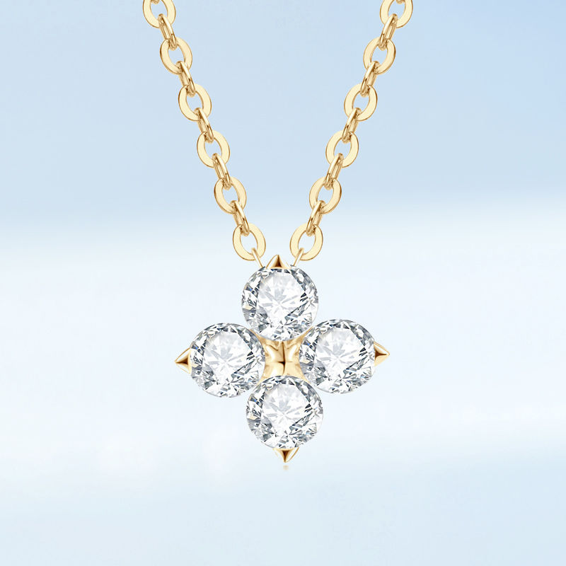 الصورة المصغرة: Real 0.4ct Clover Moissanite Pendant Necklace for Women Party S925 Sterling Silv