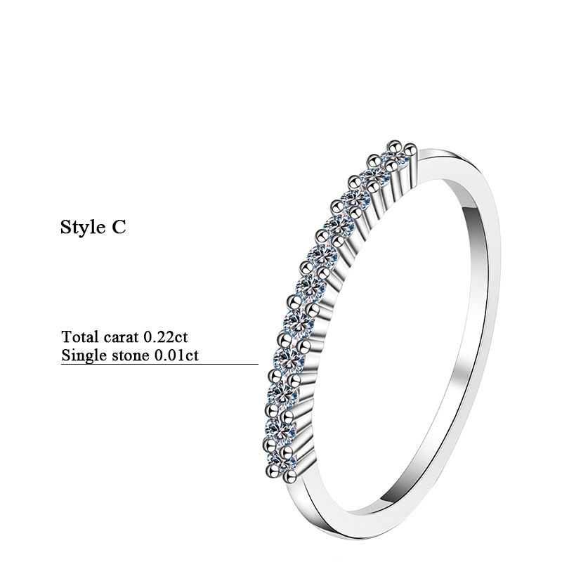 Miniatura: 100% Moissanite Wedding Band Sterling Silver Wedding Rings VVS1 Diamond