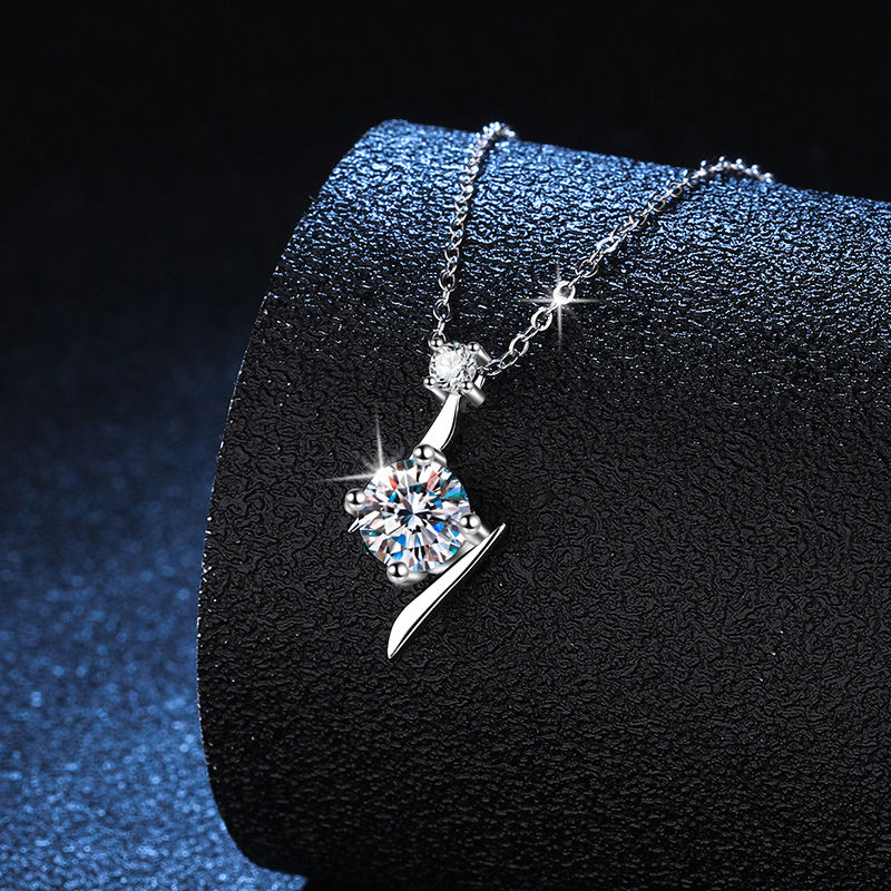 Sparkling Real 1CT Moissanite Pendant Necklace for Woman S925 Sterling Silver Di
