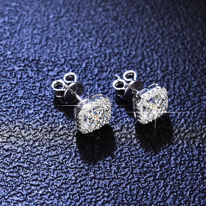 Miniaturbild: 1CT 2CT Moissanite Diamond Ear Studs Earring Pass Diamond Test Moissanite Stud