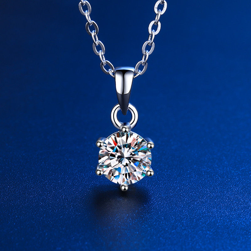 Thumbnail: Real Moissanite Necklace 1CT 2CT 3CT VVS Lab Diamond Pendant Necklaces for Women