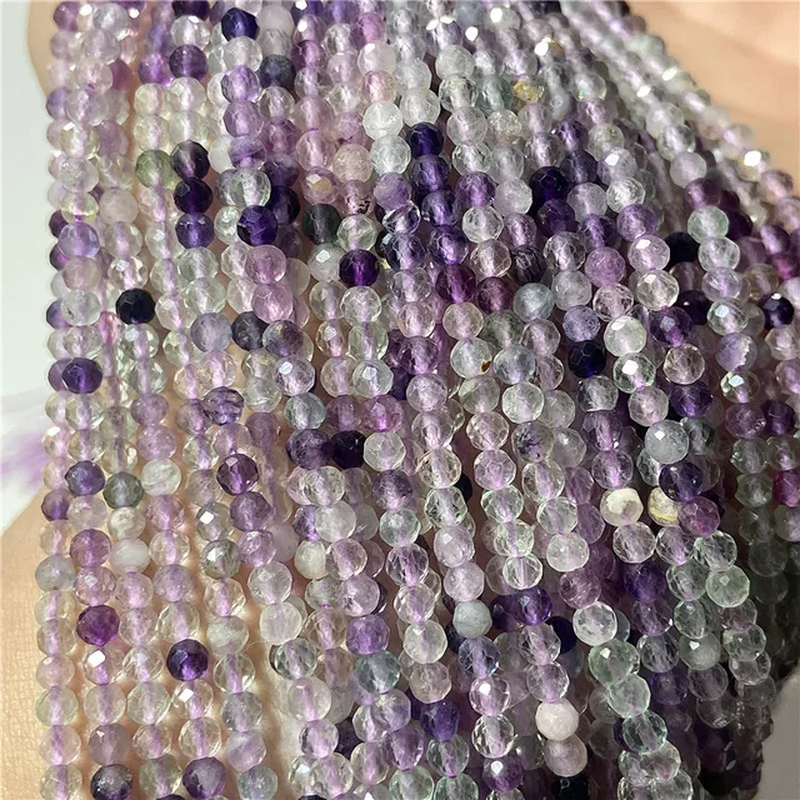 Thumbnail: Faceted 2 3MM Small Natural Stone Beads Pink Quartz Zircon Loose Necklace Bead 