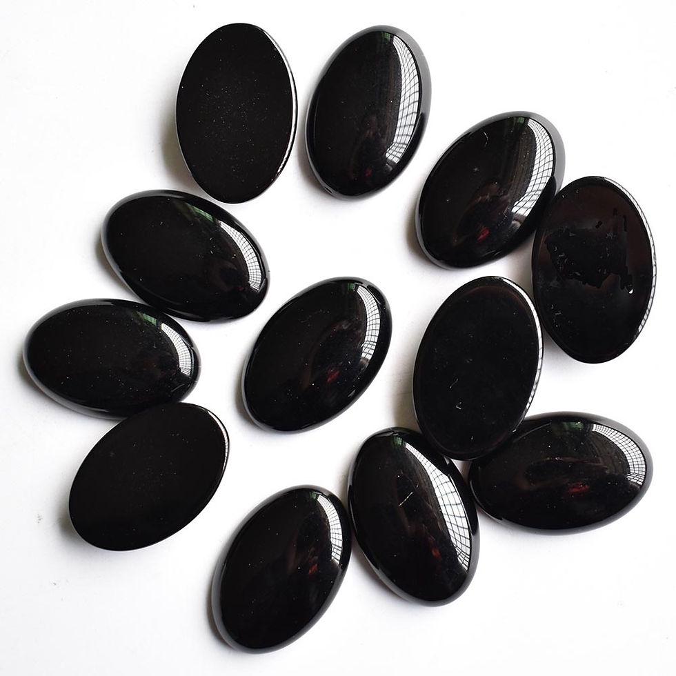 Miniaturbild: Natural black onyx loose stone oval CABOCHON 20x30mm 12pcs/lot Wholesale 