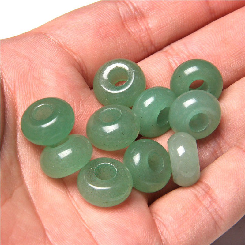 Thumbnail: 5pcs 14mm Big Hole Stone Beads – Round Spacer Charms for DIY Jewelry
