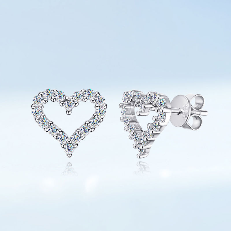 Miniaturbild: Real Moissanite Diamond Stud Earrings for Women S925 Sterling Silver White Gold 
