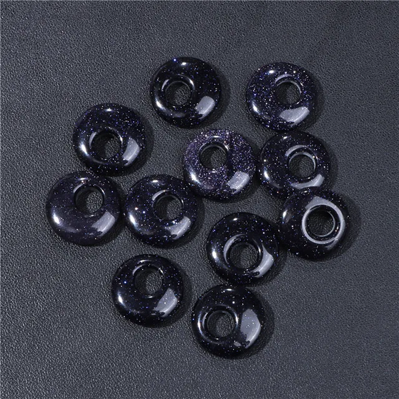 Miniatura: 18MM Fashion Peace Buckle Large Hole Quartz Agate Bead Natural Stone 16 Colors 
