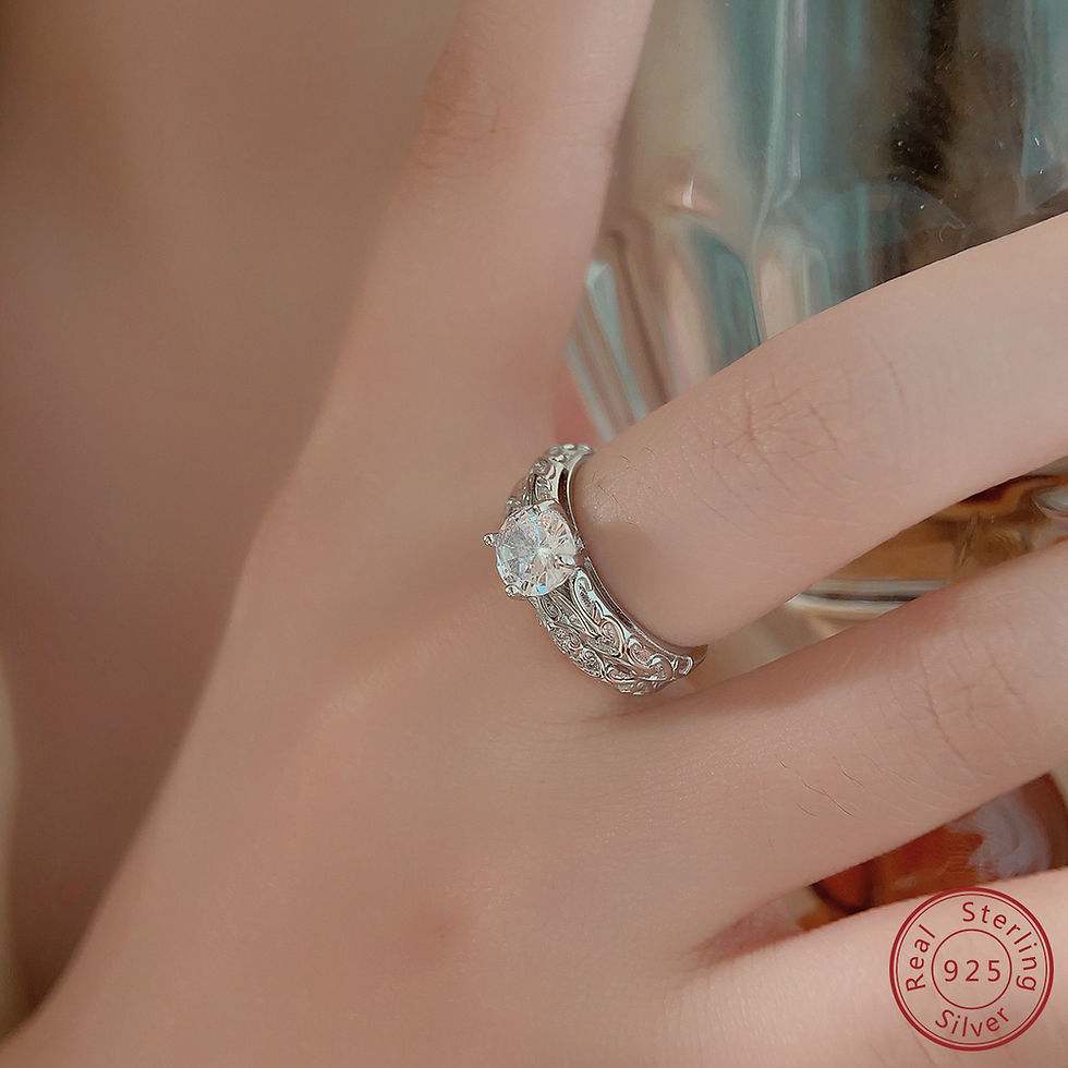 Miniatura: 925 Sterling Silver Platinum White Zircon Double Layer Ring for Women's Fashion 