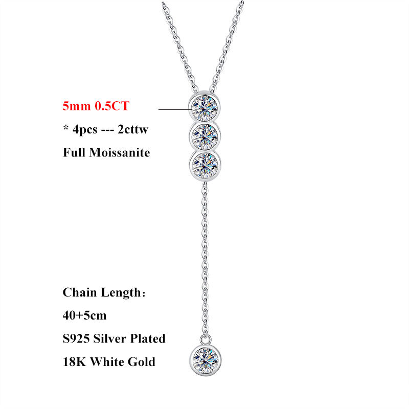 Miniatura: Round Bubble Full 3mm/5mm D Color Moissanite Pendant Necklace for Women 925 Silv