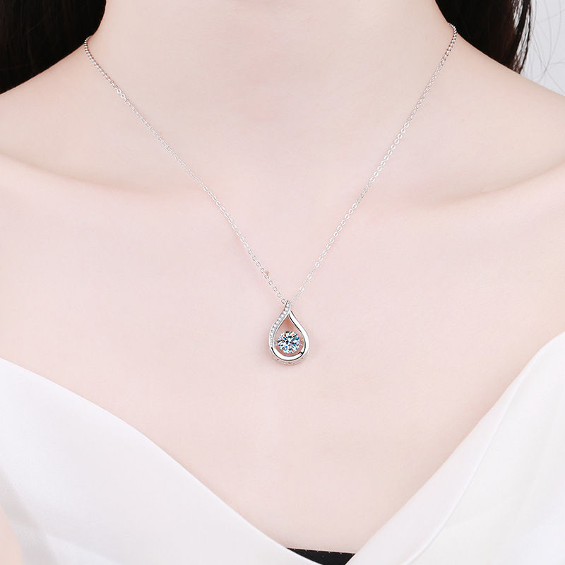 الصورة المصغرة: 100% 1 Carat Moissanite Pendant Necklace for Women Party 925 Sterling Silver Dia