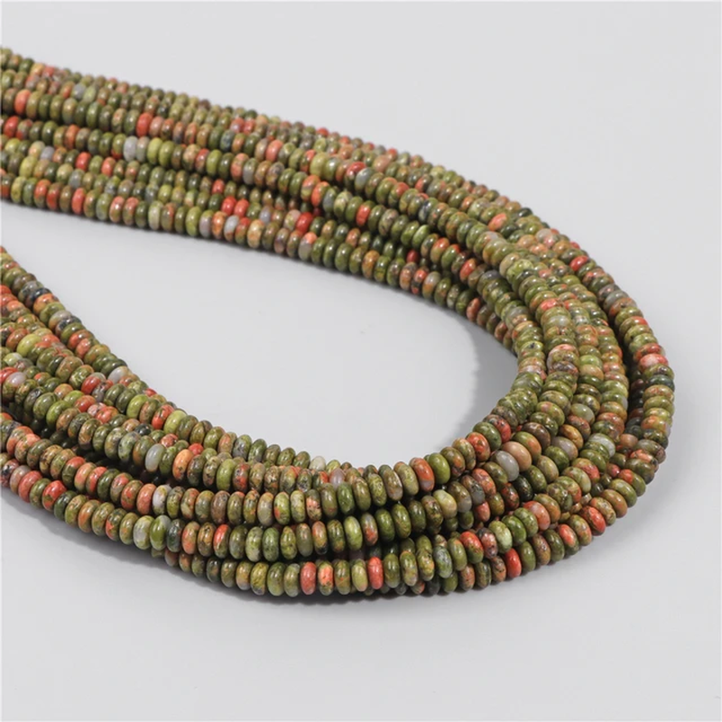 Miniaturbild: Natural Flat round Stone Beads Abacus Shape Jaspers Quartzs Gems Beads 2*4Mm