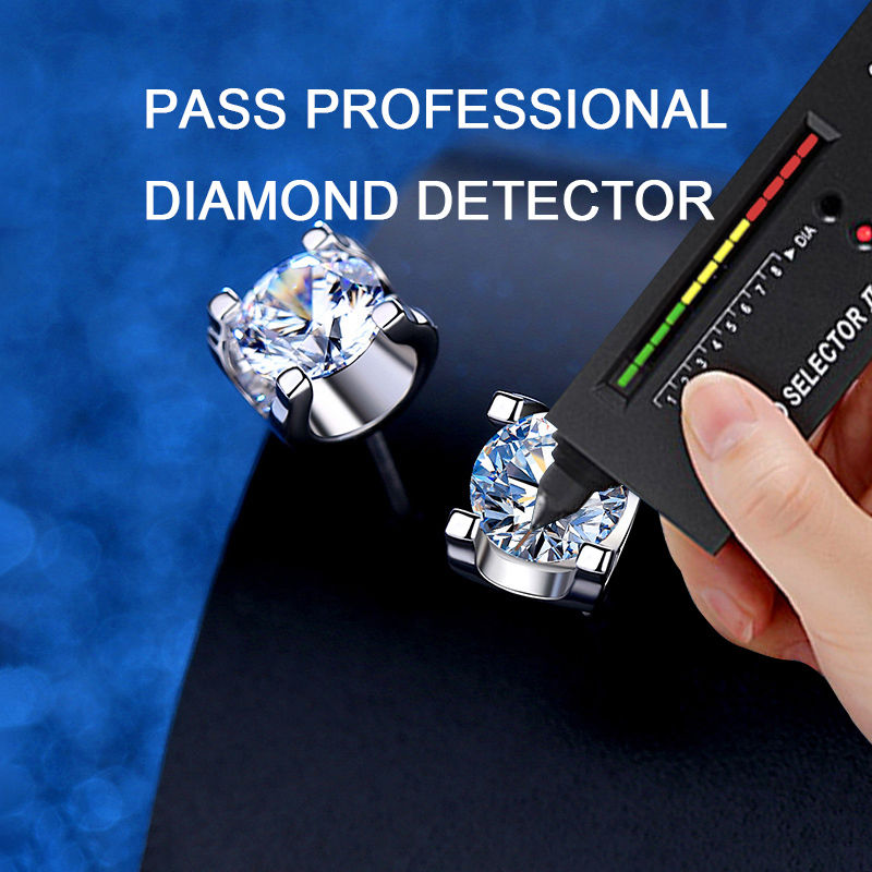 Miniaturbild: Real VVS Moissanite Stud Earrings 925 Sterling Silver 1ct 2ct Lab Diamond Stud