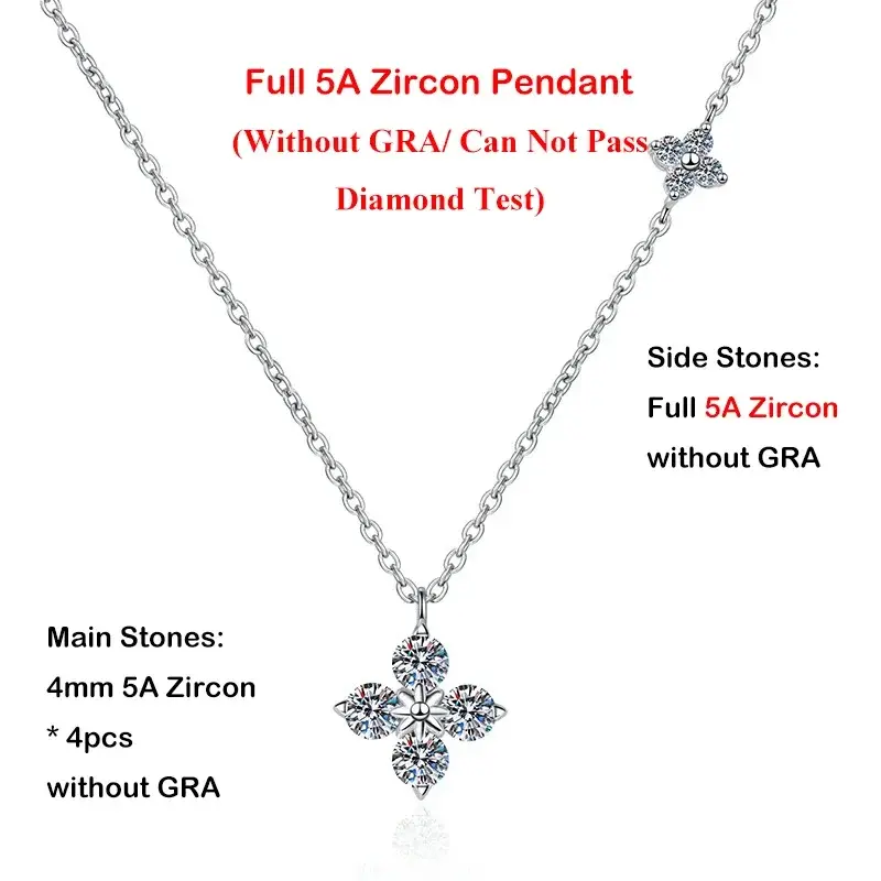Miniatura: Sparkling 1.2cttw Clover Moissanite Pendant Necklace for Women S925 Sterling Sil