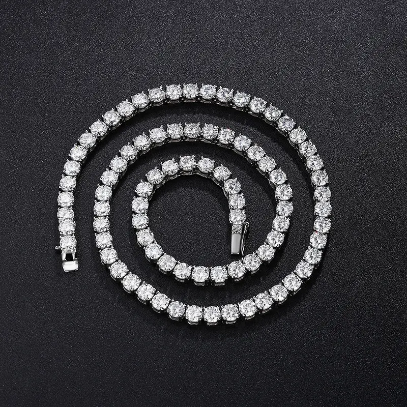 Thumbnail: Sparkling Real Full 2.5/3/4/5mm D Color Moissanite Tennis Necklace for Women S92