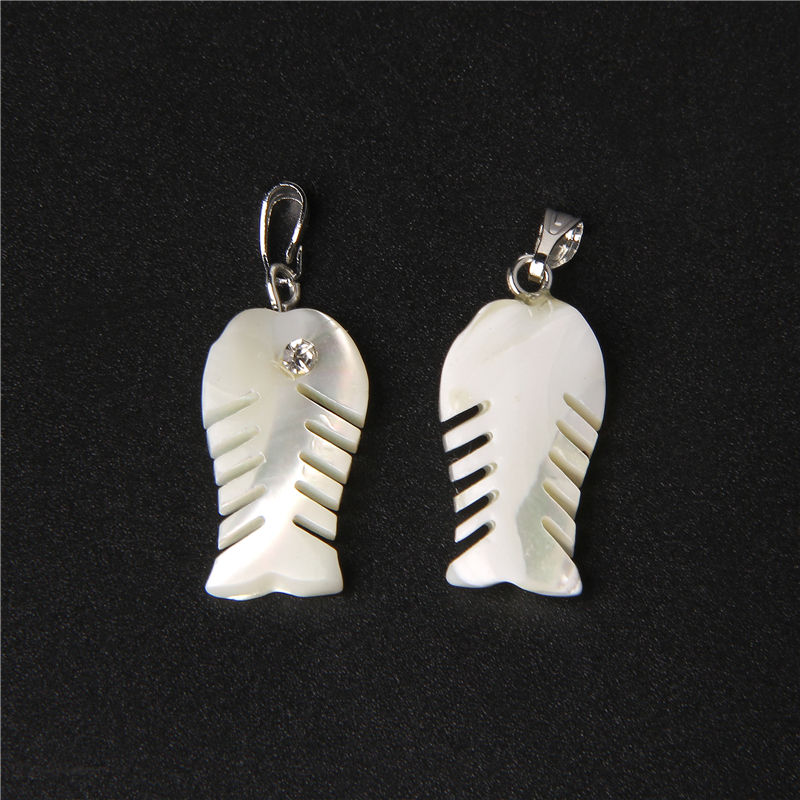 Thumbnail: 2-10Pcs Natural White Carved Shell Pendant Animal & Cross Shape Creative Charms 