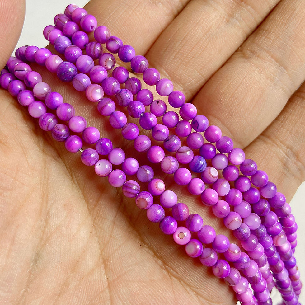 Miniatura: 4mm Round Colored Freshwater Shell Beads Dyed Mother Of Pearl Loose Bead 15" 