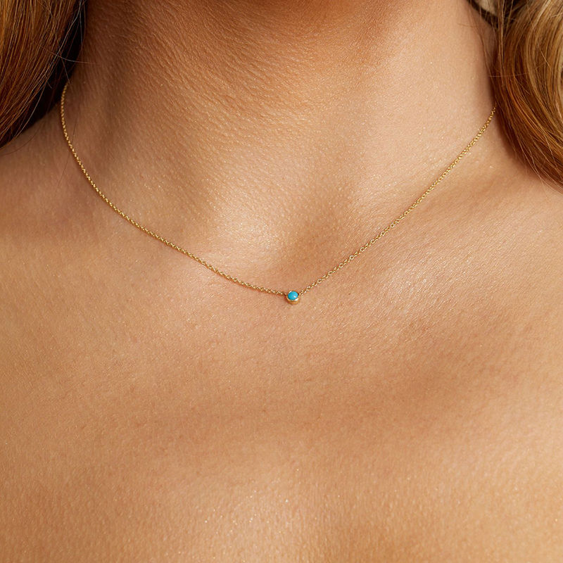 Miniaturbild: Real 925 Sterling Silver Chain 18K Gold Zircon Simple Marquise Baguette Pendant 