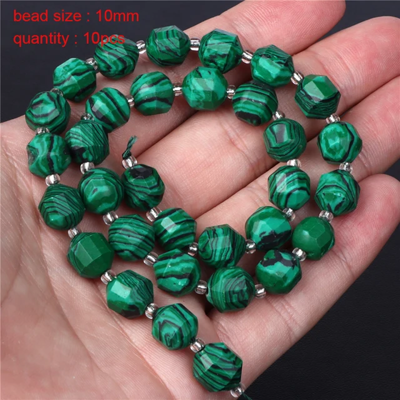 Miniaturbild: Malachite Stone Bead Green Charm round Irregular Shape Loose Beads for Jewelry 